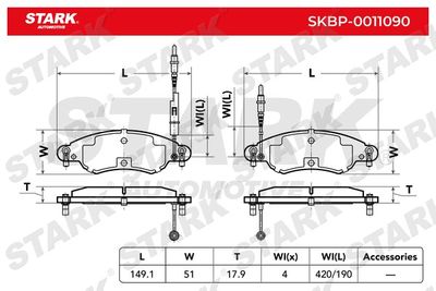 SKBP0011090 Stark Комплект тормозных колодок, дисковый тормоз