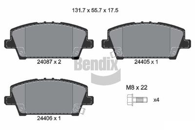 BPD1336 BENDIX Braking Комплект тормозных колодок, дисковый тормоз