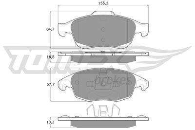 TX1484 TOMEX Brakes Комплект тормозных колодок, дисковый тормоз