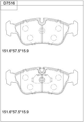 KD7516 ASIMCO Комплект тормозных колодок, дисковый тормоз