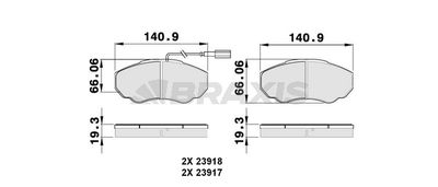 AB0146 BRAXIS Комплект тормозных колодок, дисковый тормоз