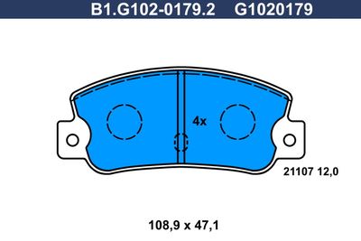 B1G10201792 GALFER Комплект тормозных колодок, дисковый тормоз