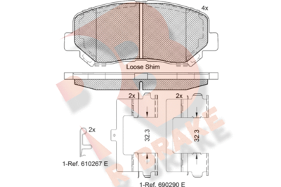 RB2196200 R BRAKE Комплект тормозных колодок, дисковый тормоз