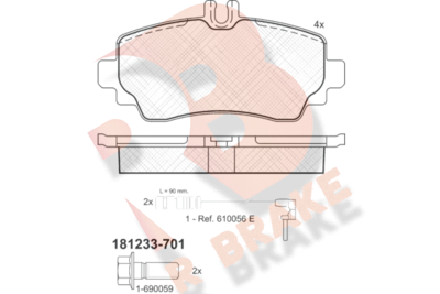 RB1233701 R BRAKE Комплект тормозных колодок, дисковый тормоз