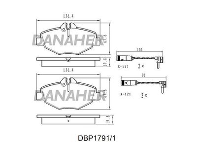 DBP17911 DANAHER Комплект тормозных колодок, дисковый тормоз