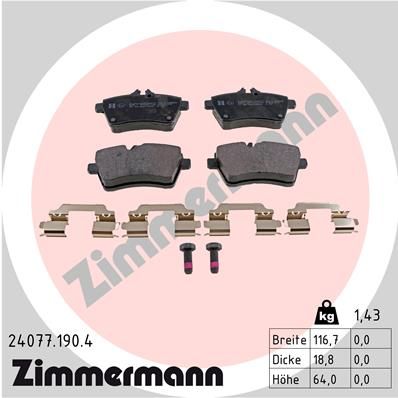 240771904 ZIMMERMANN Комплект тормозных колодок, дисковый тормоз