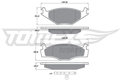 TX1053 TOMEX Brakes Комплект тормозных колодок, дисковый тормоз