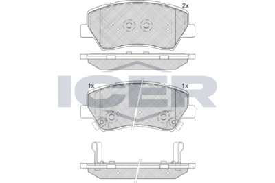 182237 ICER Комплект тормозных колодок, дисковый тормоз