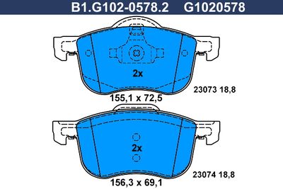 B1G10205782 GALFER Комплект тормозных колодок, дисковый тормоз