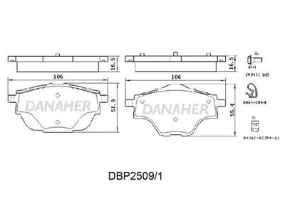 DBP25091 DANAHER Комплект тормозных колодок, дисковый тормоз