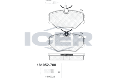 181052700 ICER Комплект тормозных колодок, дисковый тормоз
