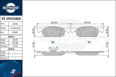 RT2PD32860 ROTINGER Комплект тормозных колодок, дисковый тормоз