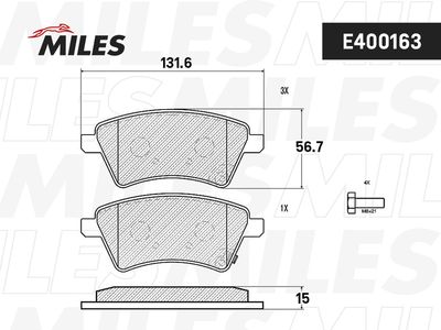 E400163 MILES Комплект тормозных колодок, дисковый тормоз