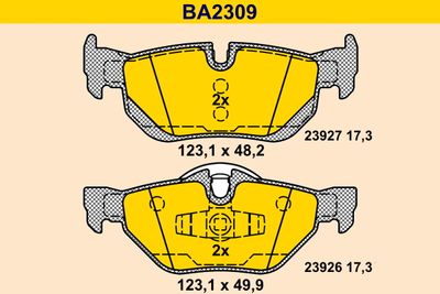 BA2309 BARUM Комплект тормозных колодок, дисковый тормоз