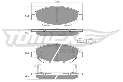 TX12501 TOMEX Brakes Комплект тормозных колодок, дисковый тормоз