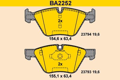 BA2252 BARUM Комплект тормозных колодок, дисковый тормоз