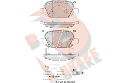 RB2128 R BRAKE Комплект тормозных колодок, дисковый тормоз