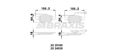 AA0507 BRAXIS Комплект тормозных колодок, дисковый тормоз