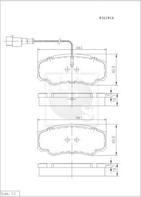 N361N10 NPS Комплект тормозных колодок, дисковый тормоз