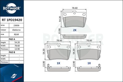 RT1PD19420 ROTINGER Комплект тормозных колодок, дисковый тормоз