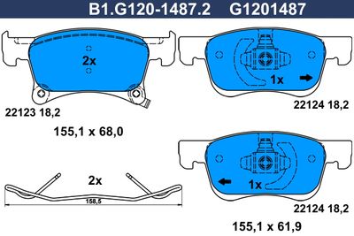 B1G12014872 GALFER Комплект тормозных колодок, дисковый тормоз