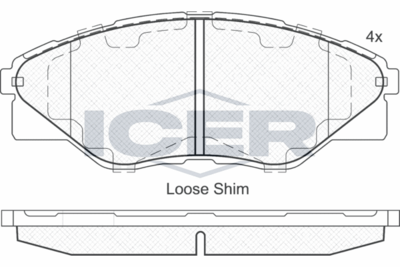 182066 ICER Комплект тормозных колодок, дисковый тормоз