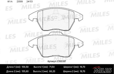 E100397 MILES Комплект тормозных колодок, дисковый тормоз