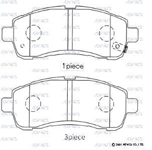 SN502P ADVICS Комплект тормозных колодок, дисковый тормоз