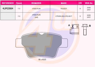 4UP03984 4u Комплект тормозных колодок, дисковый тормоз