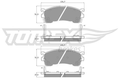 TX1102 TOMEX Brakes Комплект тормозных колодок, дисковый тормоз