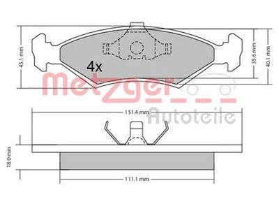 1170426 METZGER Комплект тормозных колодок, дисковый тормоз