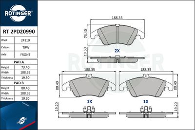 RT2PD20990 ROTINGER Комплект тормозных колодок, дисковый тормоз