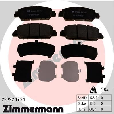 257921701 ZIMMERMANN Комплект тормозных колодок, дисковый тормоз