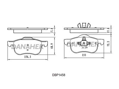 DBP1458 DANAHER Комплект тормозных колодок, дисковый тормоз