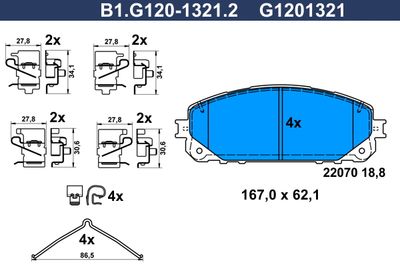 B1G12013212 GALFER Комплект тормозных колодок, дисковый тормоз