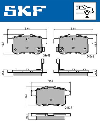 VKBP90613A SKF Комплект тормозных колодок, дисковый тормоз