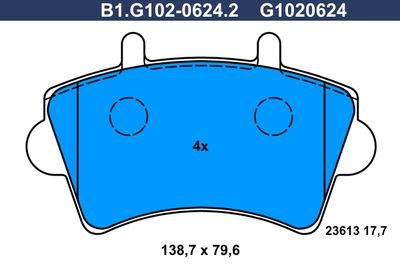 B1G10206242 GALFER Комплект тормозных колодок, дисковый тормоз