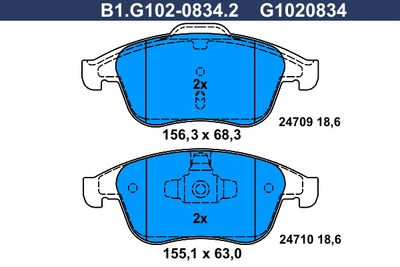 B1G10208342 GALFER Комплект тормозных колодок, дисковый тормоз