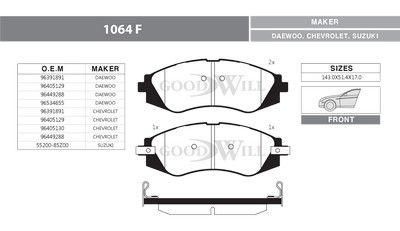 1064F GOODWILL Комплект тормозных колодок, дисковый тормоз