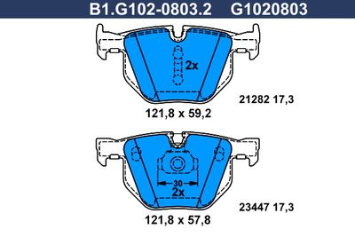 B1G10208032 GALFER Комплект тормозных колодок, дисковый тормоз