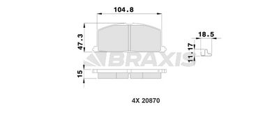 AB0215 BRAXIS Комплект тормозных колодок, дисковый тормоз