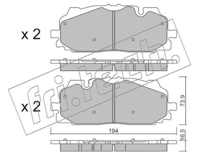 11280 fri.tech. Комплект тормозных колодок, дисковый тормоз