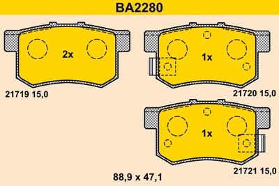 BA2280 BARUM Комплект тормозных колодок, дисковый тормоз