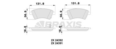 AB0121 BRAXIS Комплект тормозных колодок, дисковый тормоз