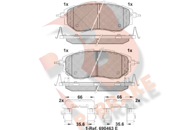 RB1697066 R BRAKE Комплект тормозных колодок, дисковый тормоз