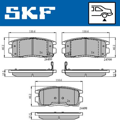 VKBP90556A SKF Комплект тормозных колодок, дисковый тормоз