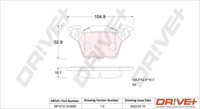 DP1010100826 Dr!ve+ Комплект тормозных колодок, дисковый тормоз