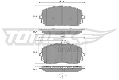 TX1971 TOMEX Brakes Комплект тормозных колодок, дисковый тормоз