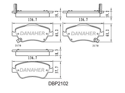 DBP2102 DANAHER Комплект тормозных колодок, дисковый тормоз