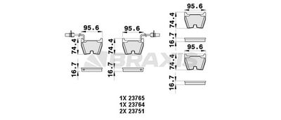 AB0461 BRAXIS Комплект тормозных колодок, дисковый тормоз